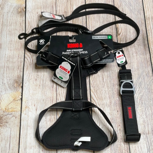 Kong Dog L Kong Dog Harness Leash And Collar Nwt Black Poshmark